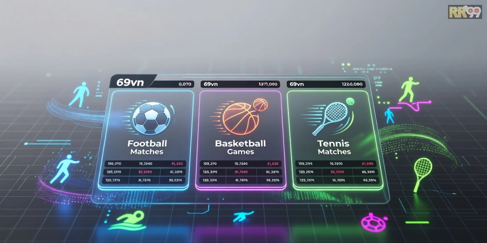Hình minh họa giao diện trò chơi thể thao trên nền tảng 69vn với các lựa chọn cá cược đa dạng.