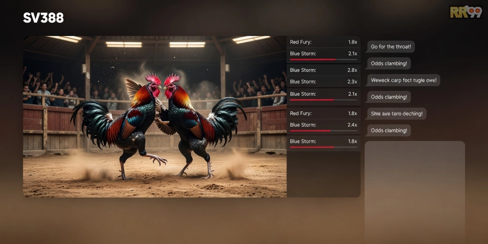 Hình ảnh giao diện trực tiếp đá gà tại SV388 với tỷ lệ cược hấp dẫn